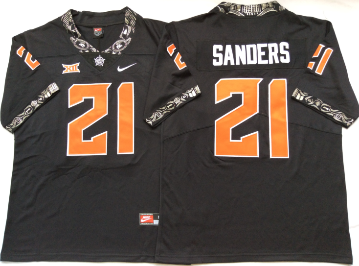 NCAA Men Oklahoma State Cowboys Black #21 SANDERS->ncaa teams->NCAA Jersey